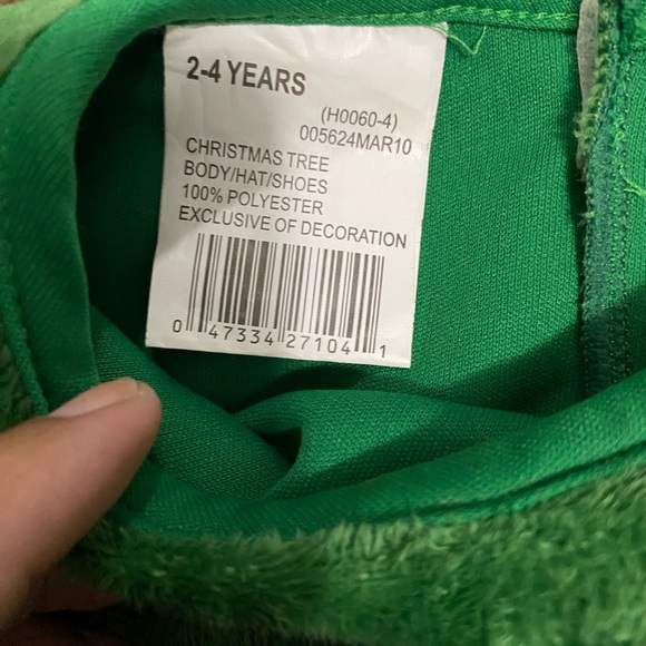 TRIM A HOME Green Christmas Tree Dress , Hat & Shoes Set Size 2T-4T - Picture 7 of 7